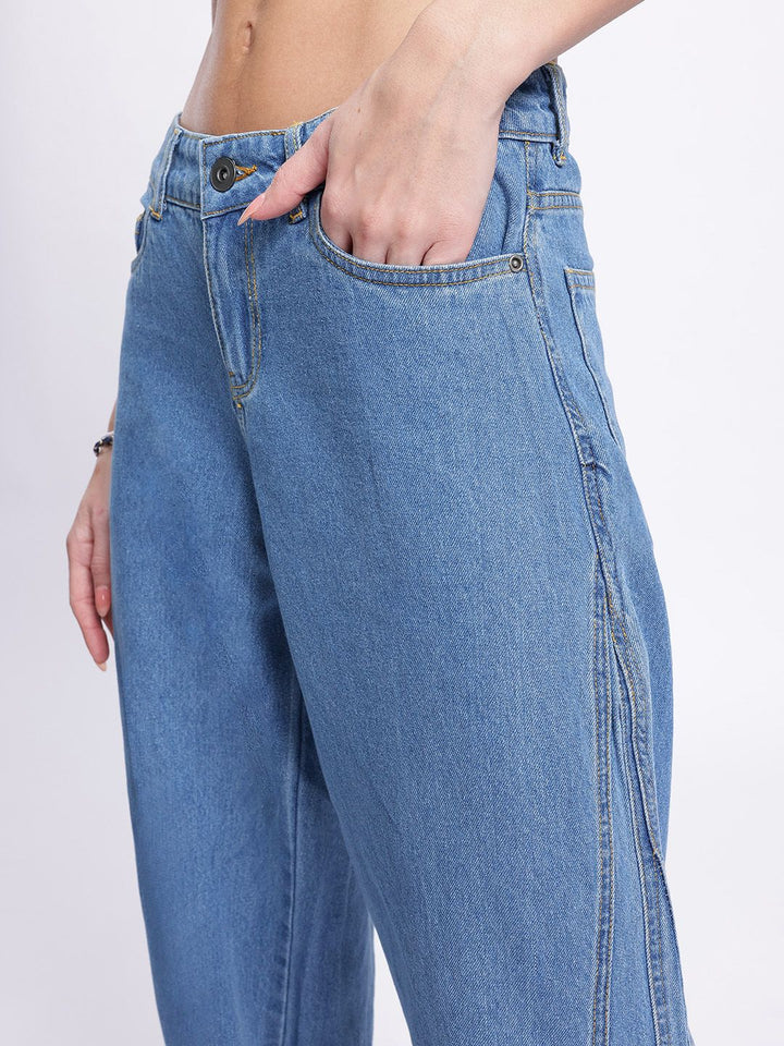 DressBerry Women Effortless Baggy Panelled Wide Leg Jeans