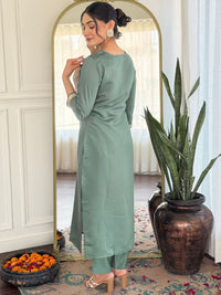 KALINI Yoke Design V-Neck Straight Kurta With Trousers And Dupatta