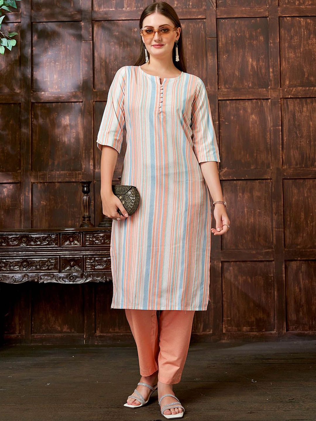 KALINI Woven Design Straight Kurta With Trousers