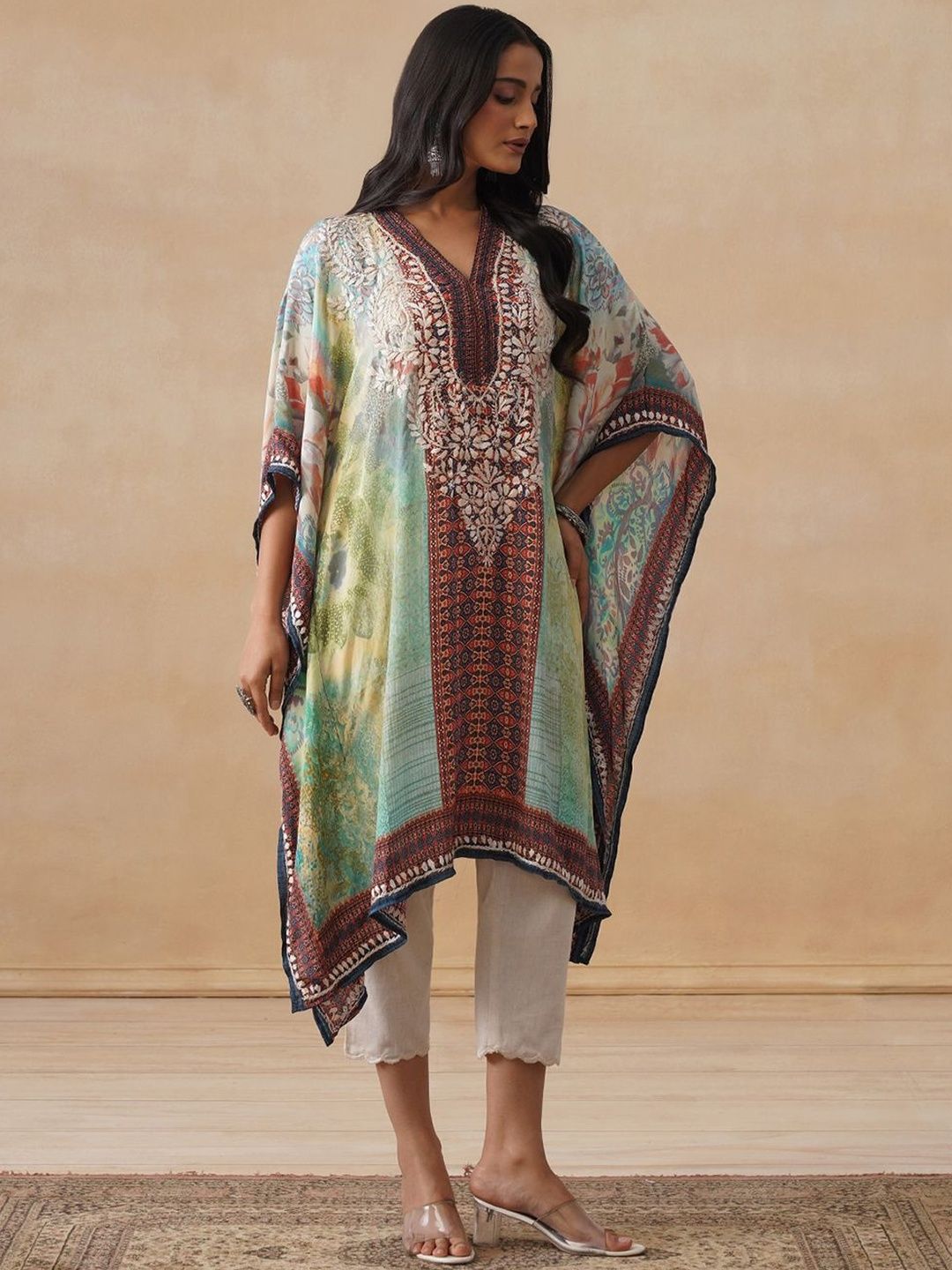 Rumah Chikankari Wanita Bercetak Chikankari Crepe Kurta
