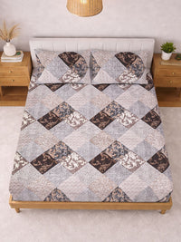 Myntra Elegant Homes Coklat Geometrik 300 TC Cadar Katil King dengan 2 Sarung Bantal
