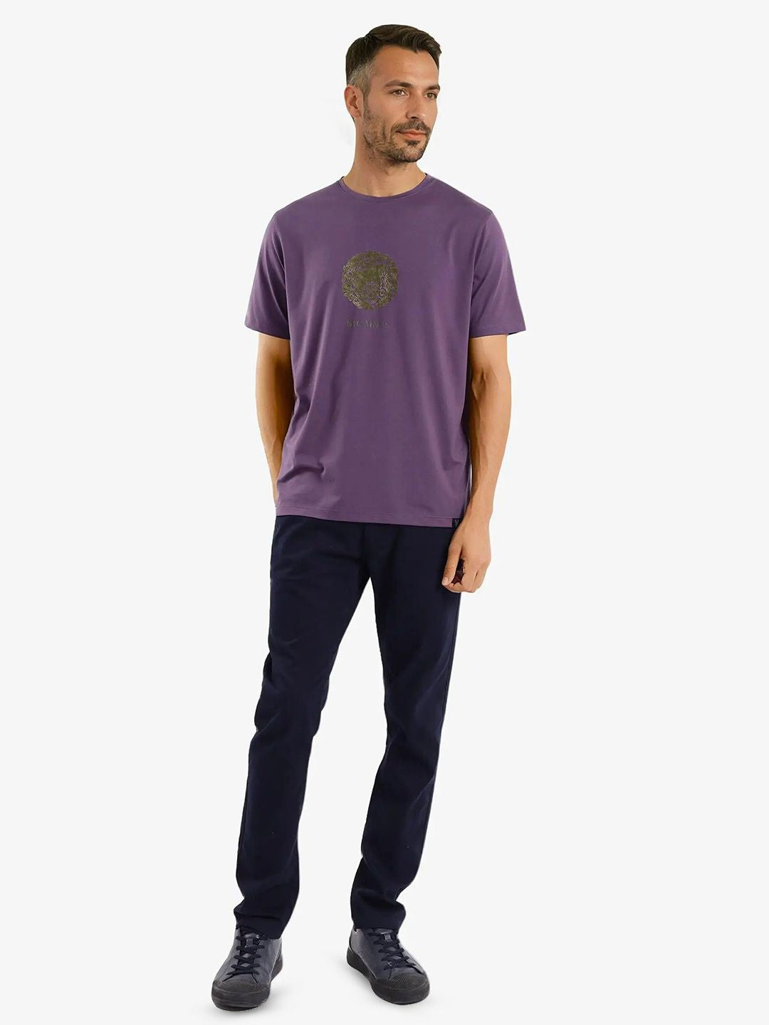 RARE RABBIT Men Typography Printed Round Neck Cotton T-shirt