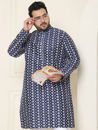 SOJANYA PLUS Ethnic Motifs Embroidered Thread Work Band Collar Straight Kurta With Pyjamas