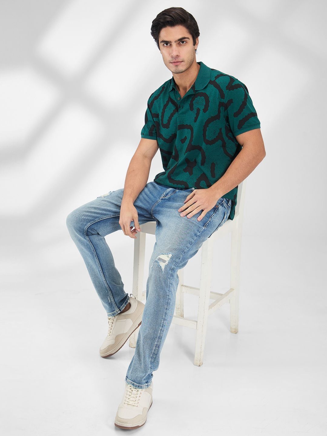 SPYKAR Men Typography Printed Polo Collar Pockets Slim Fit T-shirt