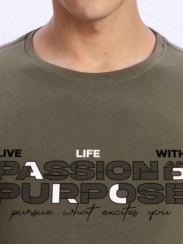 ADRO Typography Printed Round Neck Cotton T-shirt