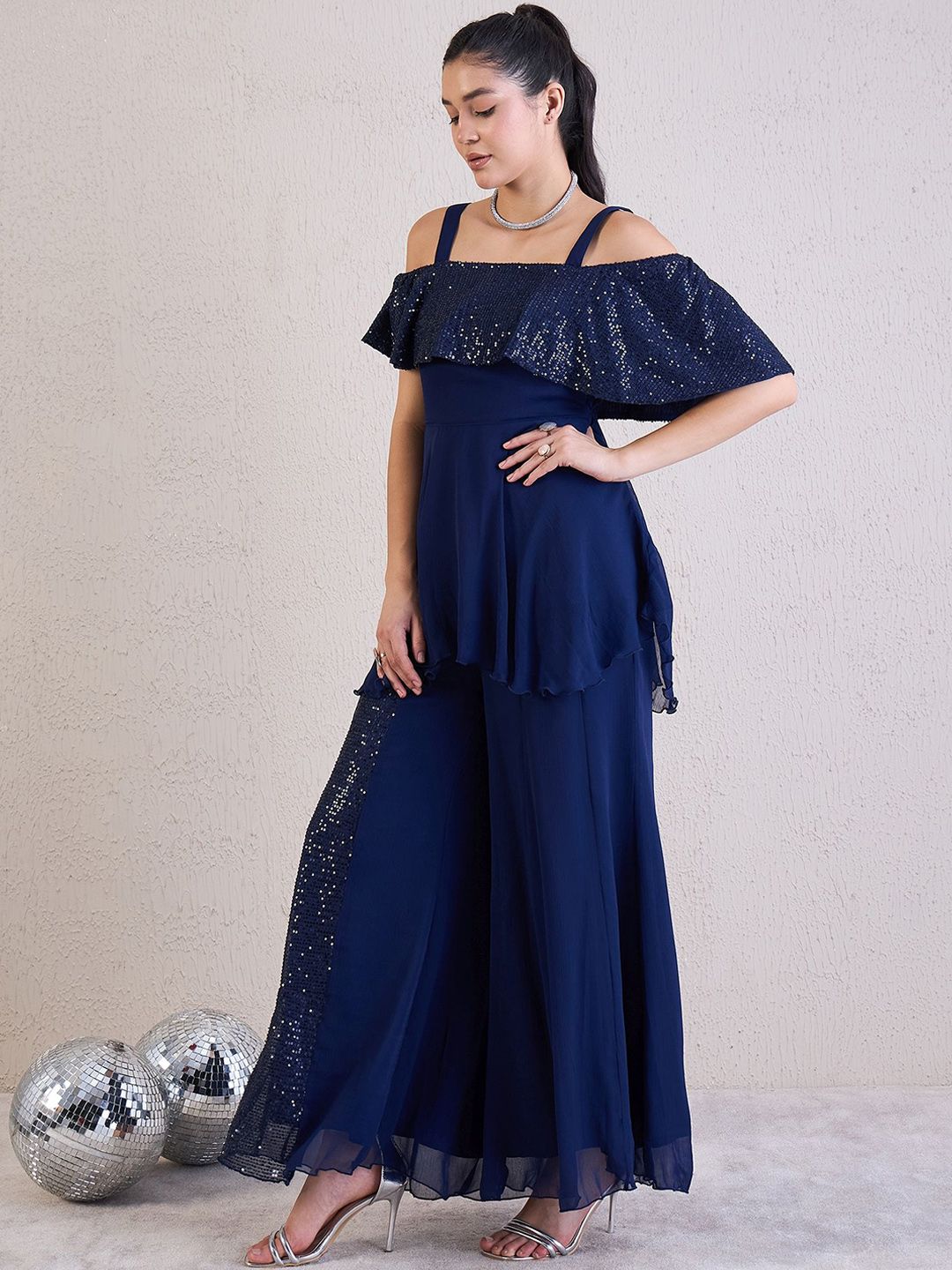 Antheaa Embellished Top With Palazzos