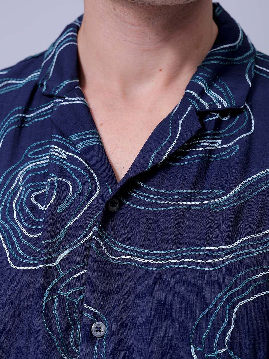 The Indian Garage Co Men Relaxed Fit Embroidery Resortwear Shirt