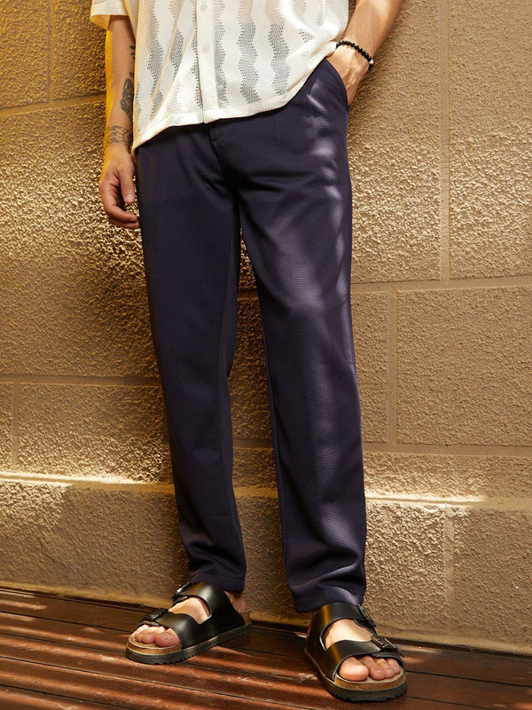 Campus Sutra Men Relaxed Fit Mid Rise Comfort Trousers