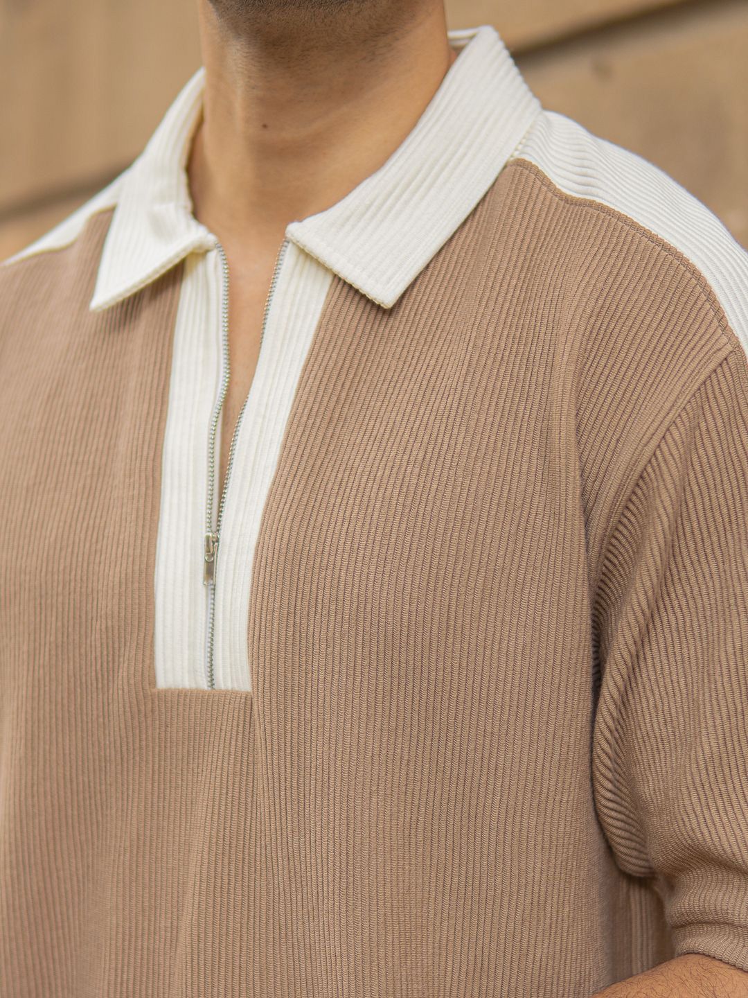 Powerlook Men Polo Collar Drop-Shoulder Sleeves Oversized T-shirt