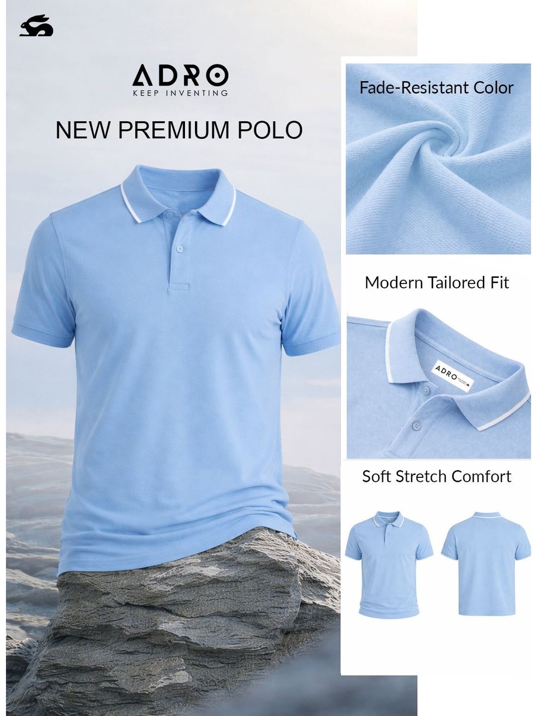 Baju-T Kolar Polo ADRO Lelaki
