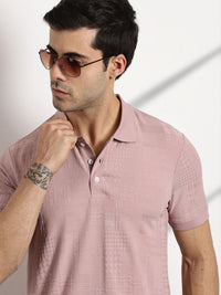 Thomas Scott Men Textured Polo Collar Regular Fit T-shirt