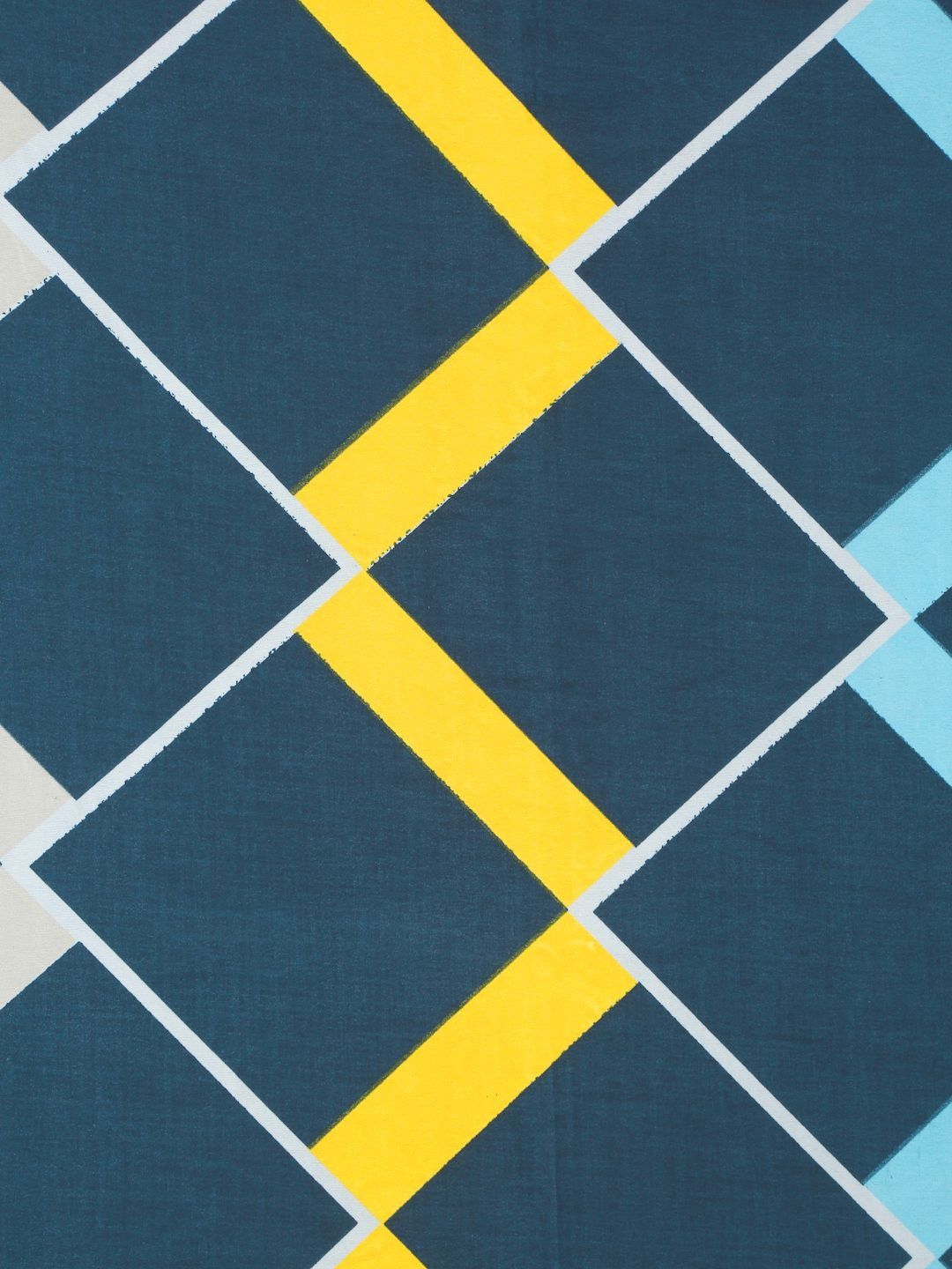 Myntra Elegant Homes Blue & Yellow Geometric 300 TC King Bedsheet with 2 Pillow Covers