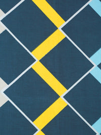 Myntra Elegant Homes Blue & Yellow Geometric 300 TC King Bedsheet with 2 Pillow Covers