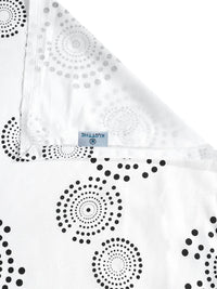 KLOTTHE White Geometric Print Flat 400TC Pure Cotton Super King Bedsheet & 4 Pillow Covers