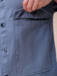 The Indian Garage Co Men Regular Fit Solid Double Flap Pocket Resortwear Overshirt