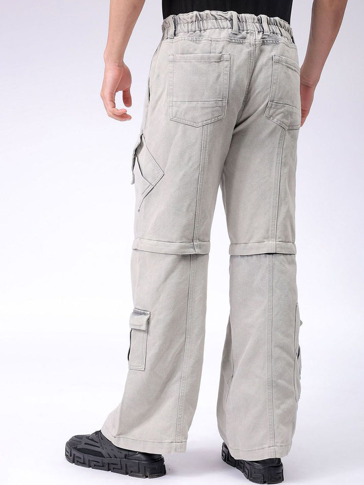 Garage Co India Mid Rise Rise Clean kelihatan lebar kaki santai seluar jeans kargo sesuai