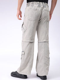 Garage Co India Mid Rise Rise Clean kelihatan lebar kaki santai seluar jeans kargo sesuai