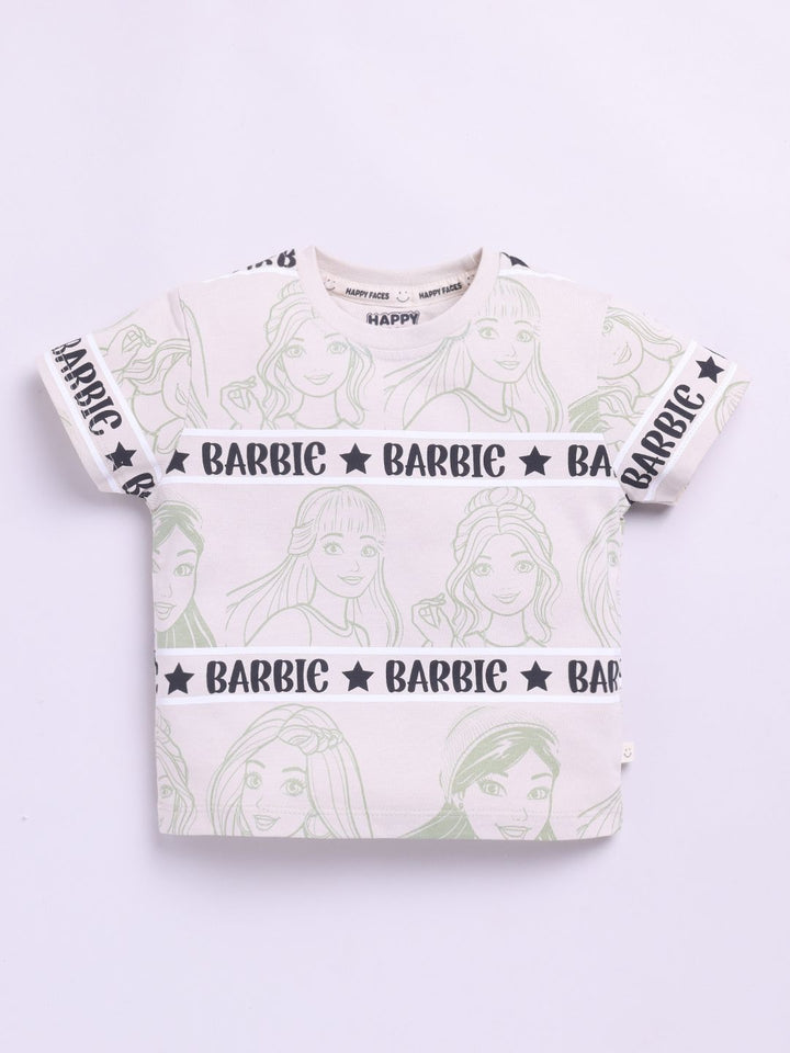 Happy Faces Girls Barbie Printed Pure Cotton T-shirt
