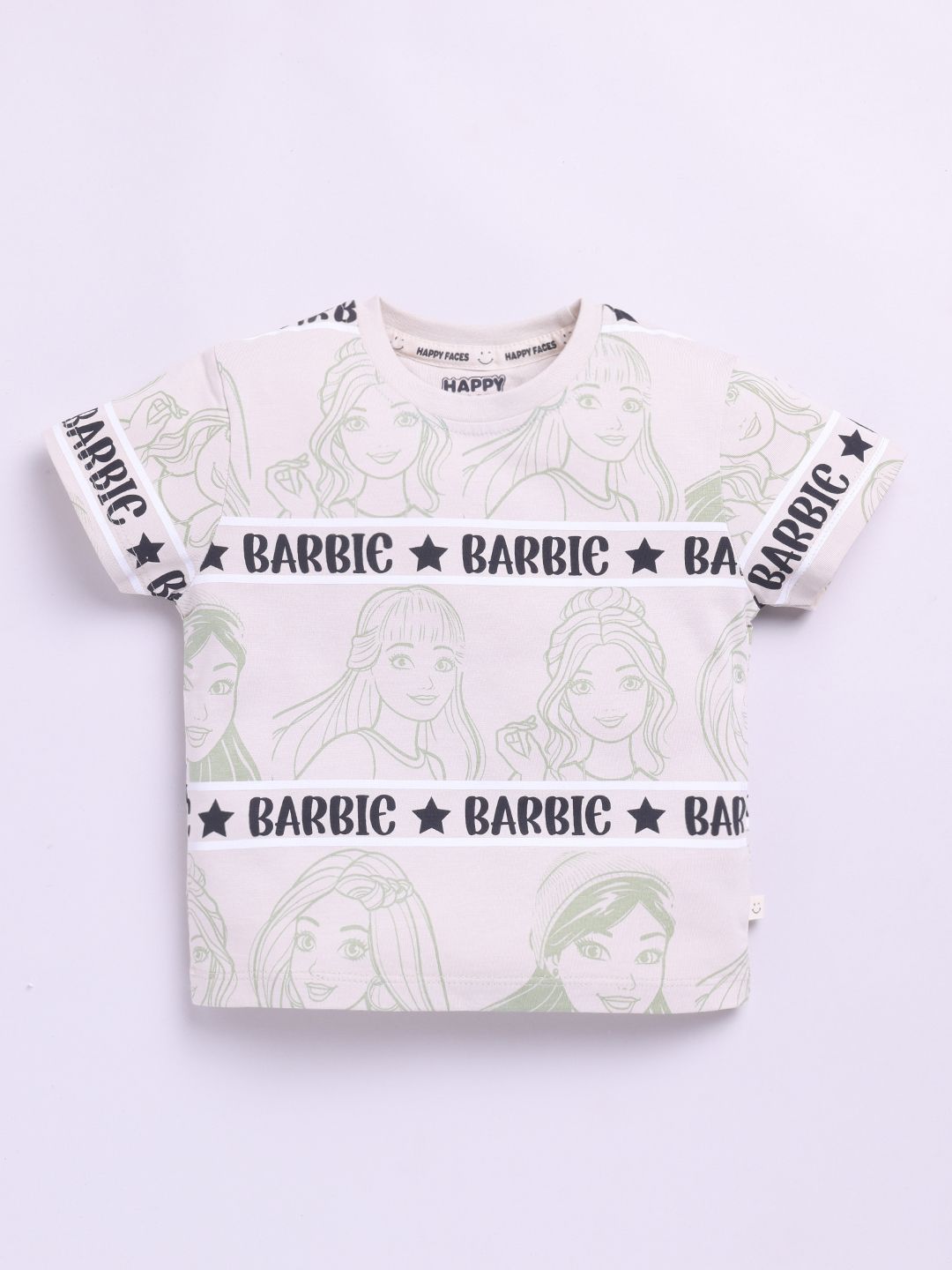 Happy Faces Girls Barbie Printed Pure Cotton T-shirt