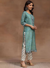 Libas Floral Printed Regular Pure Cotton Straight Kurta with Trousers & Dupatta