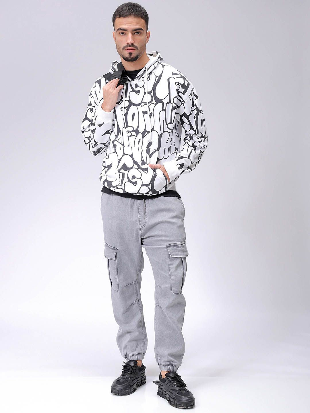 The Indian Garage Co Men Printed Hooded Sweatshirt