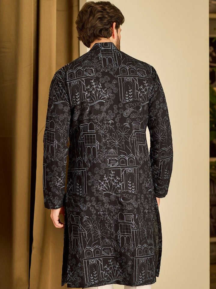 SOJANYA Lelaki Sulam Benang Kerja Kurta
