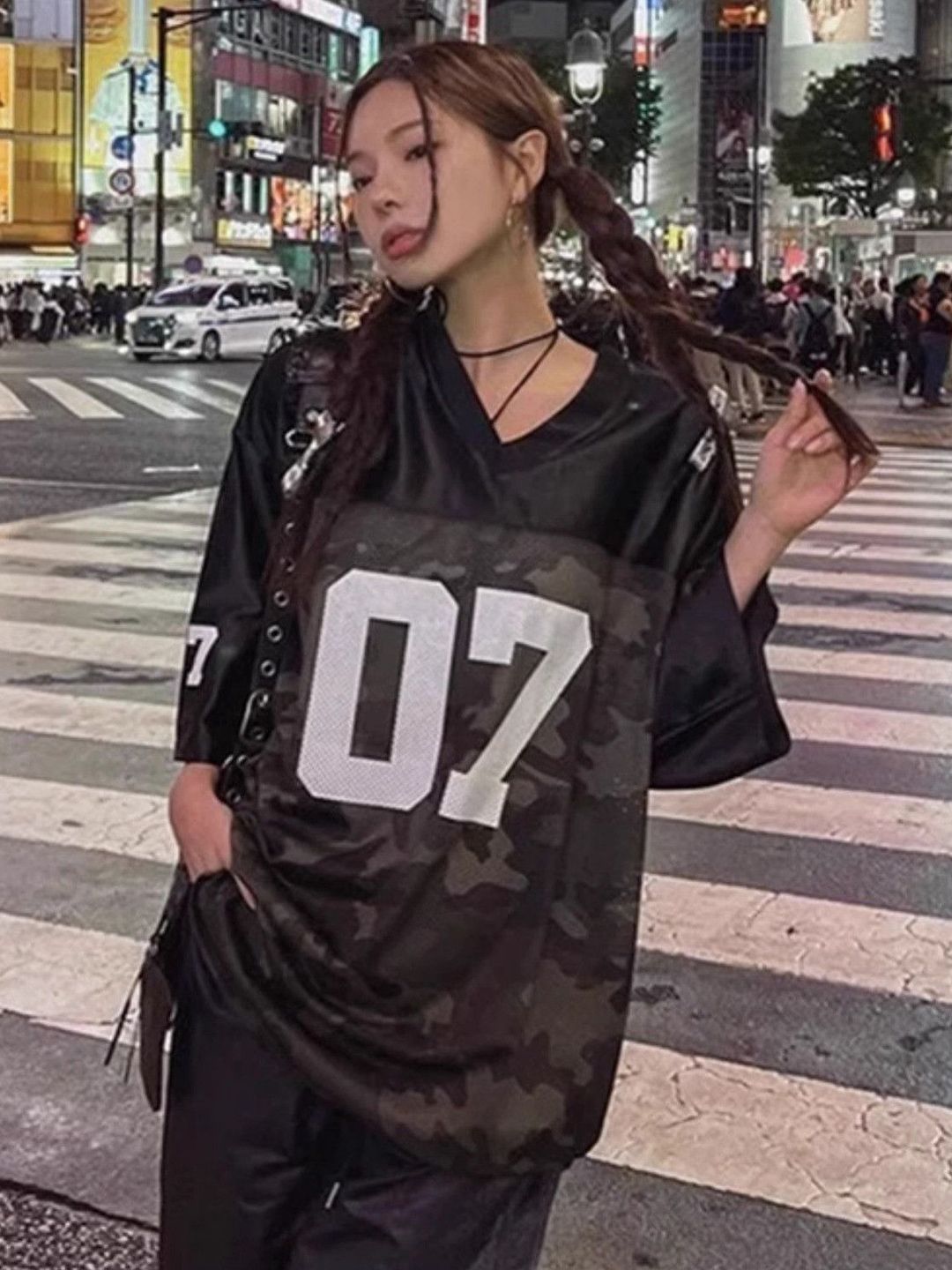 DressBerry Women Varsity Printed Longline Oversized Casual T-shirt