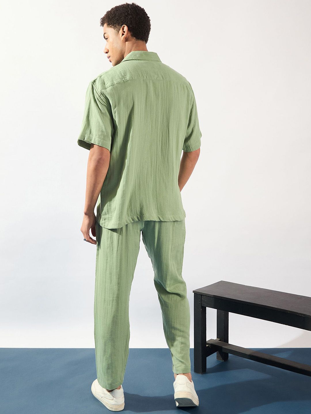 DENNISON Men Muslin Cotton Double Gauge Oversized Coord Set