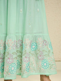 Indo Era Floral Embroidered Thread Work A-Line Pure Cotton Kurta