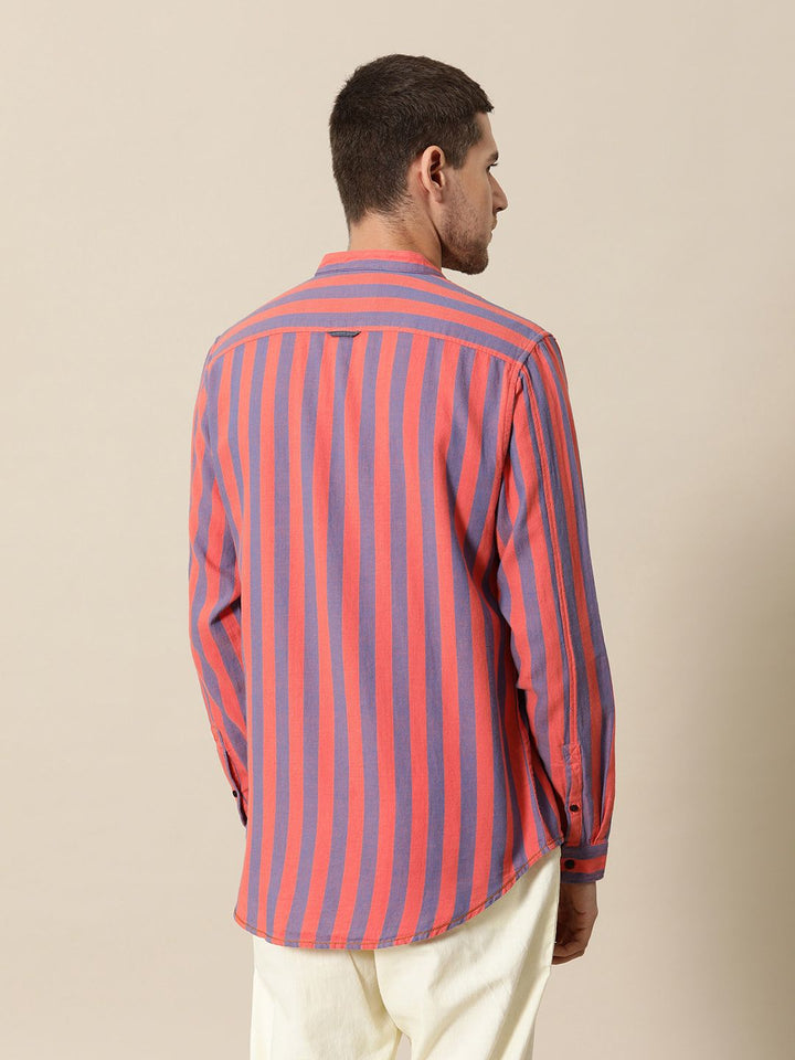 Mr Bowerbird Pure Cotton Tailored Fit Opaque Striped Casual Shirt