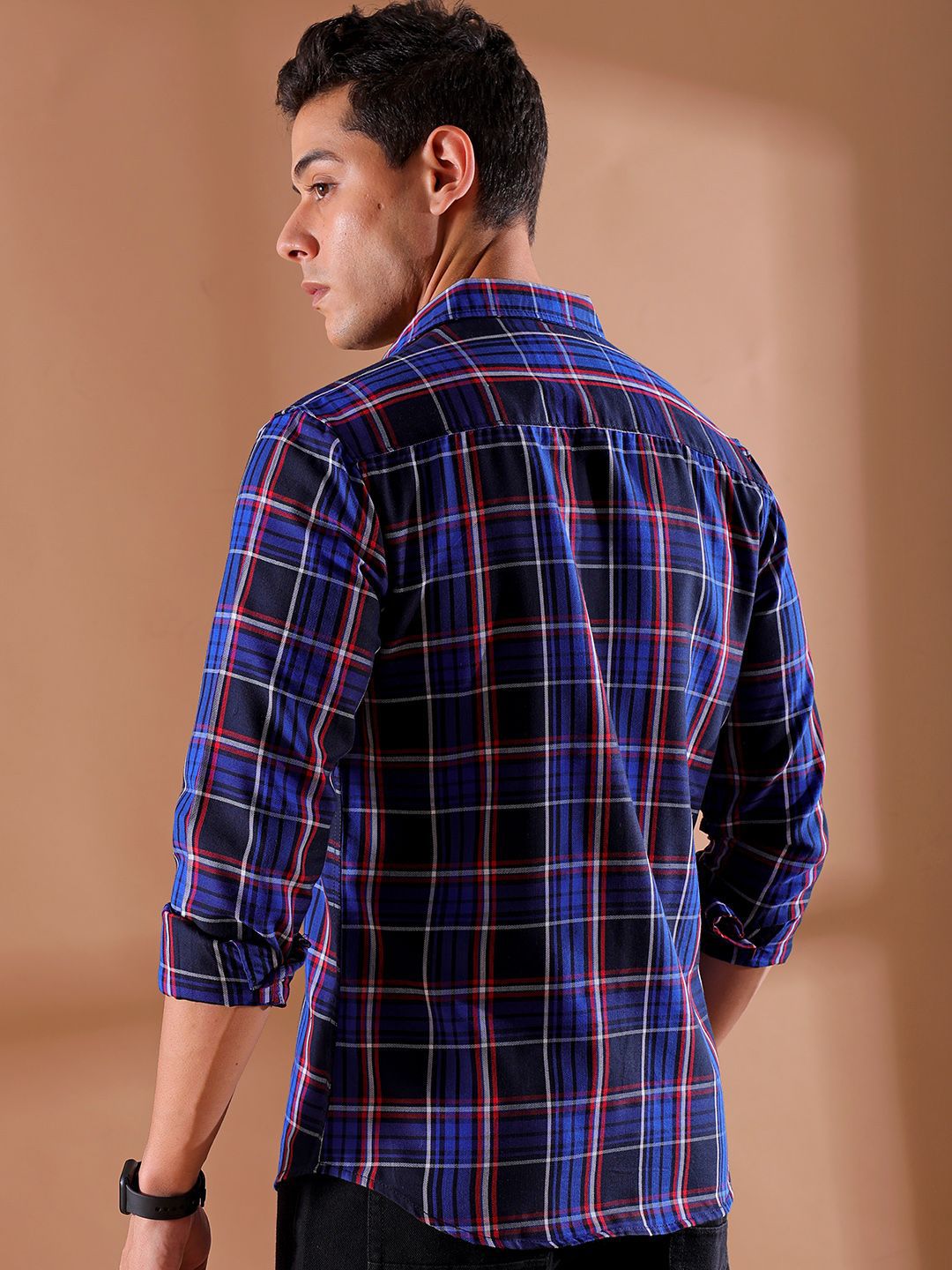 The Indian Garage Co Men Slim Fit Tartan Checks Casual Shirt
