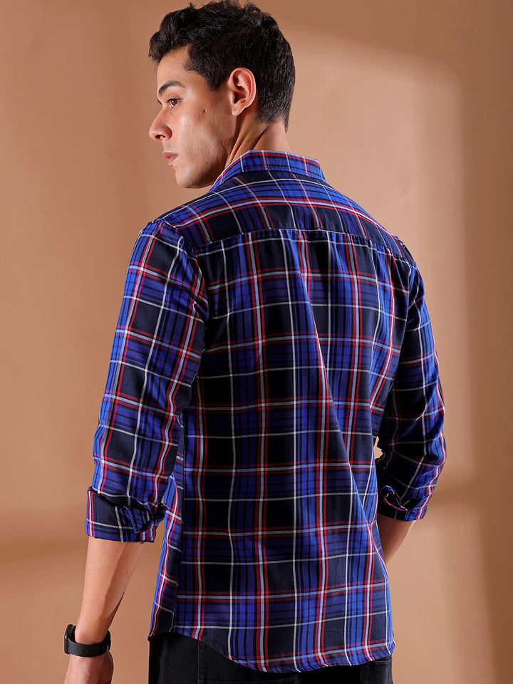 The Indian Garage Co Men Slim Fit Tartan Checks Casual Shirt