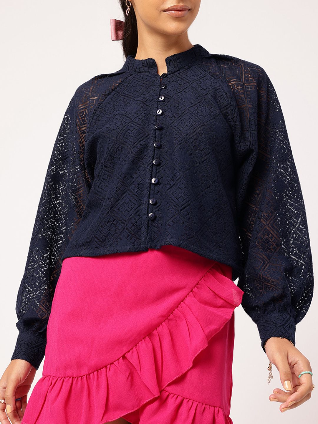 DressBerry Lacey Affair Puffy Raglan Ease Shirt