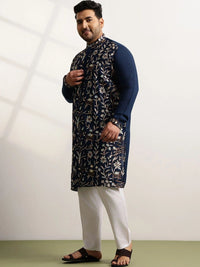 SOJANYA PLUS Men Floral Embroidered Regular Thread Work Kurta with Pyjamas