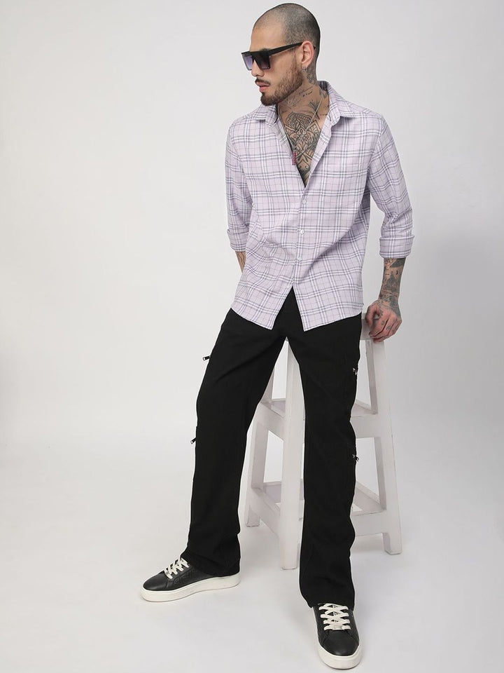 VASTRADO Men Classic Slim Fit Opaque Checked Casual Shirt