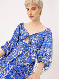 DressBerry Coachella Core Indie Printed Cut-Out Mini Dress
