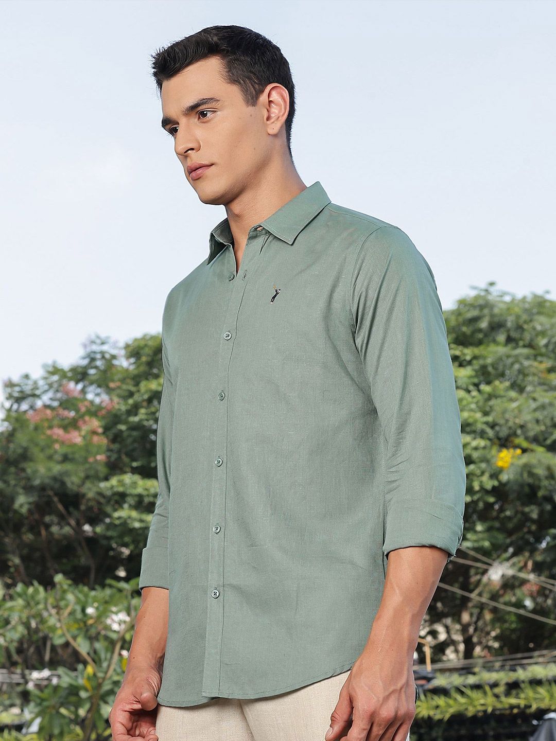 Thomas Scott Premium Slim Fit Spread Collar Linen Casual Shirt