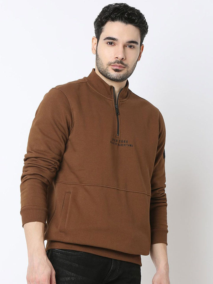 SPYKAR Men Mock Collar Cotton Sweatshirt