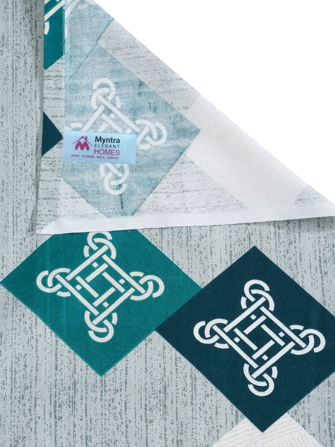 Myntra Elegant Homes Turquoise Geometric Pure Cotton 400 TC Set Cadar King 2.5m x 2.25m
