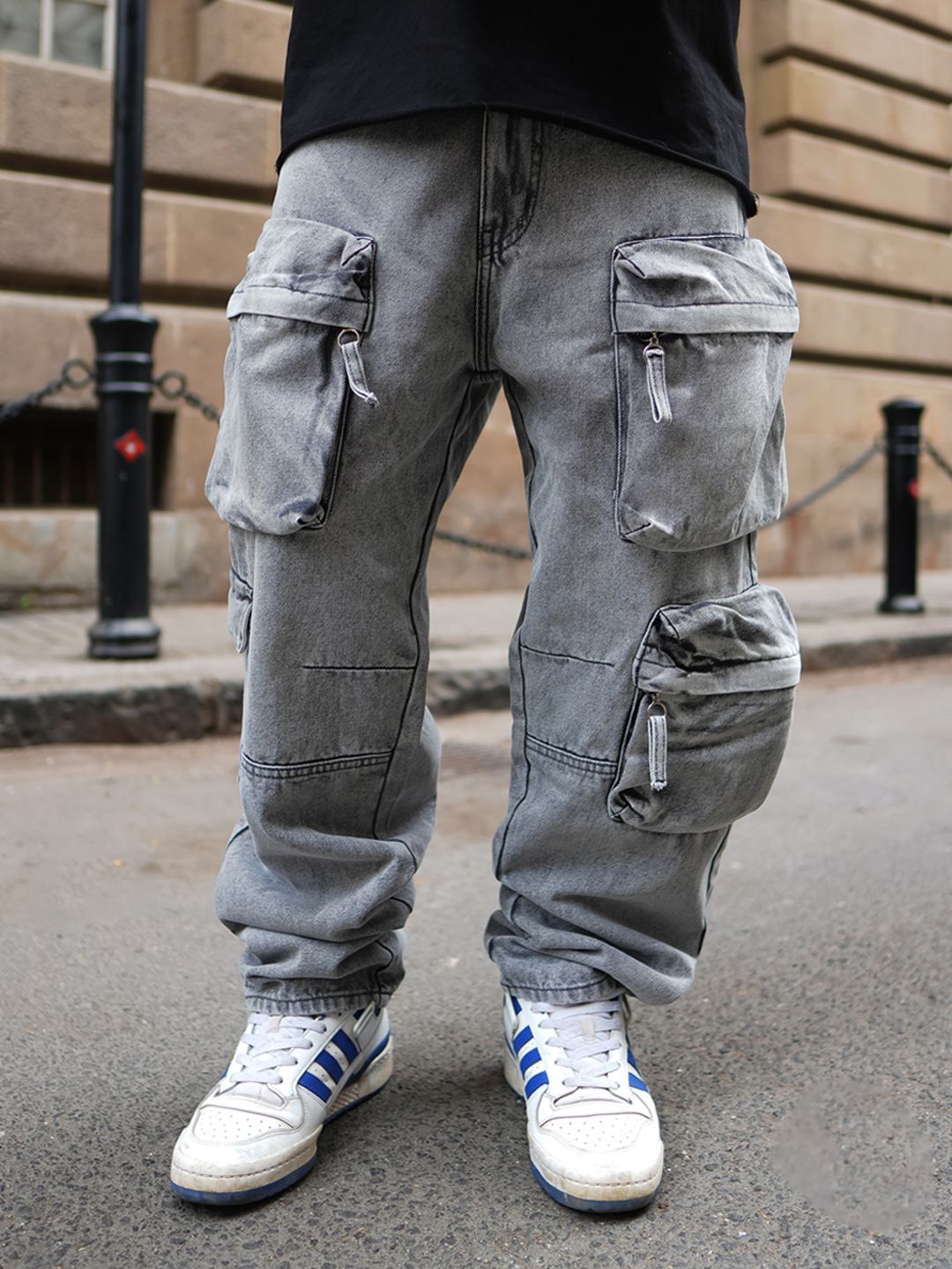 Powerlook Men Loose Fit Cargos Cotton Trousers
