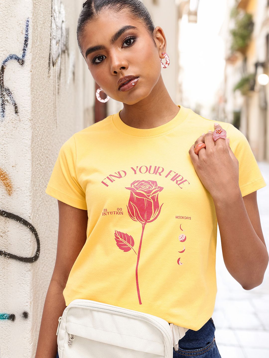 DressBerry Dare To Dream Printed Round Neck T-shirt