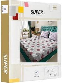 KLOTTHE Grey Geometric 400 TC King Bedsheet with 2 Pillow Covers