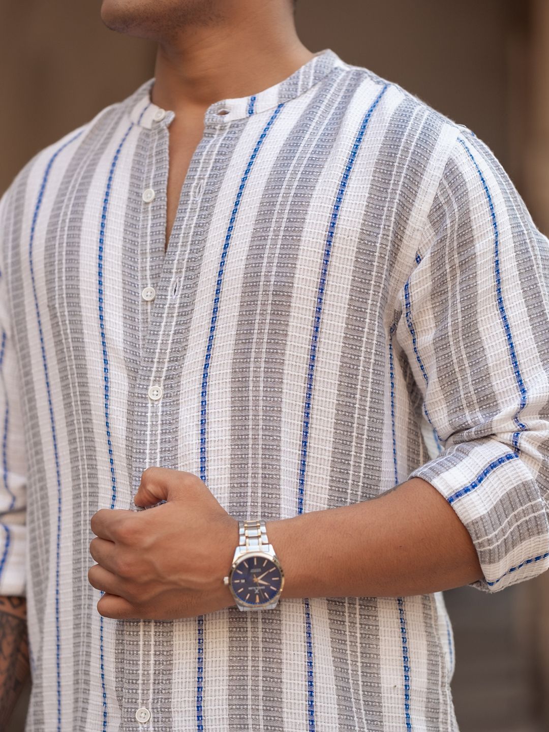 Powerlook Men Opaque Striped Casual Shirt