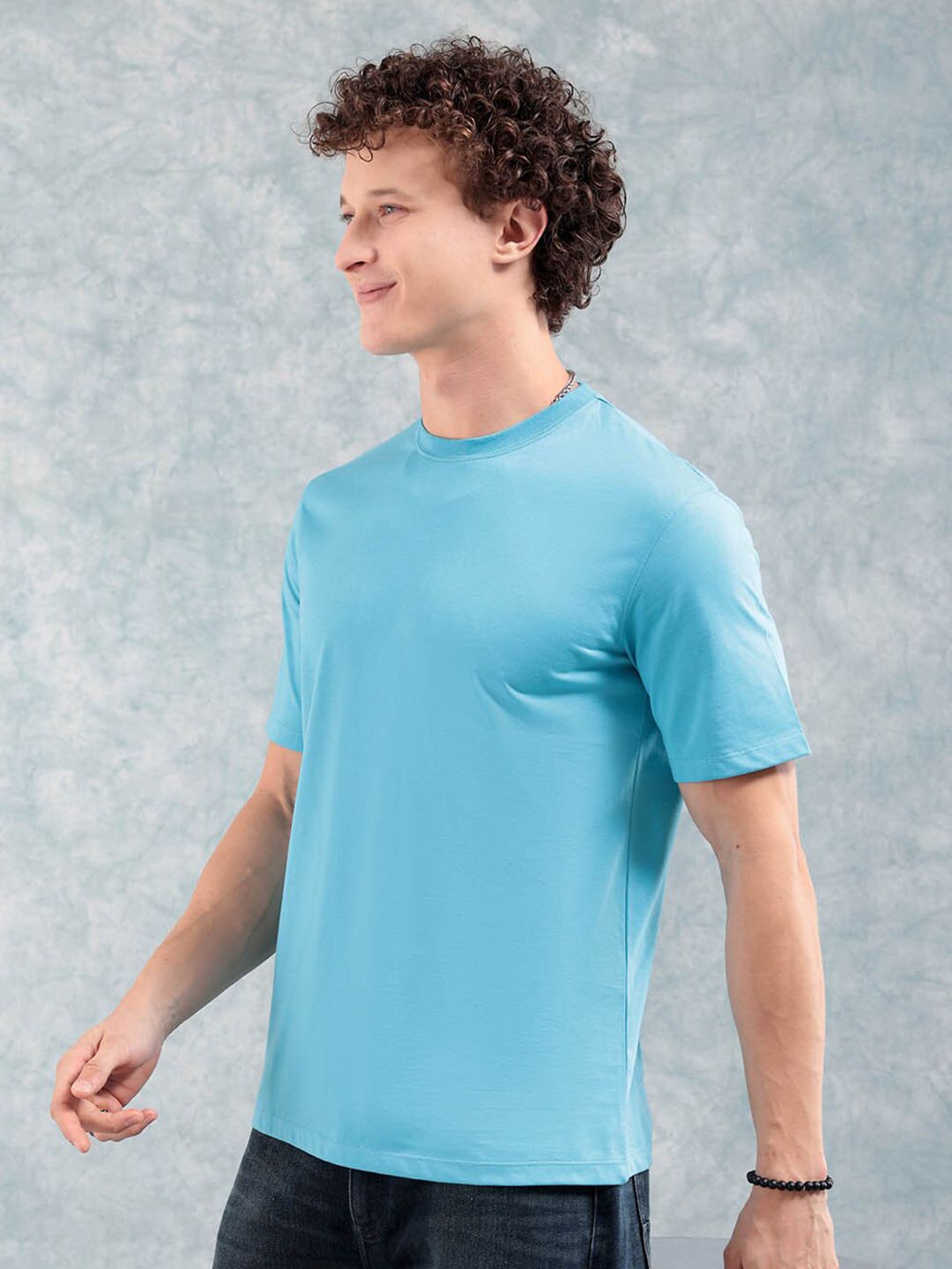 The Indian Garage Co Blue Round Neck Short Sleeves Regular T-shirt