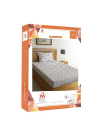 Myntra Elegant Homes Grey Floral Polycotton 300 TC Single Cadar Halus dengan Sarung Bantal-87 x 59 inci