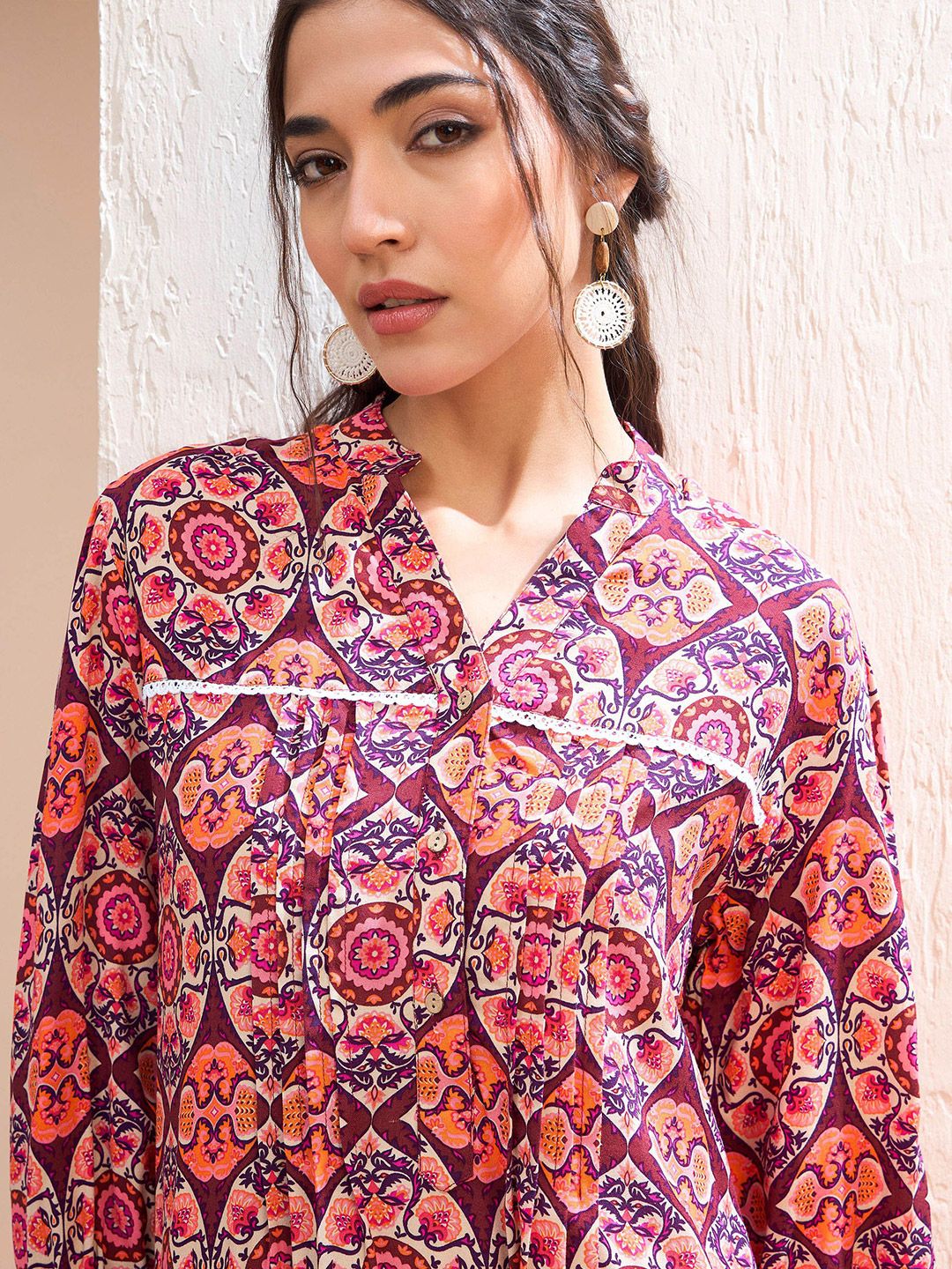 Shae by SASSAFRAS Floral Printed Pleated Kurti