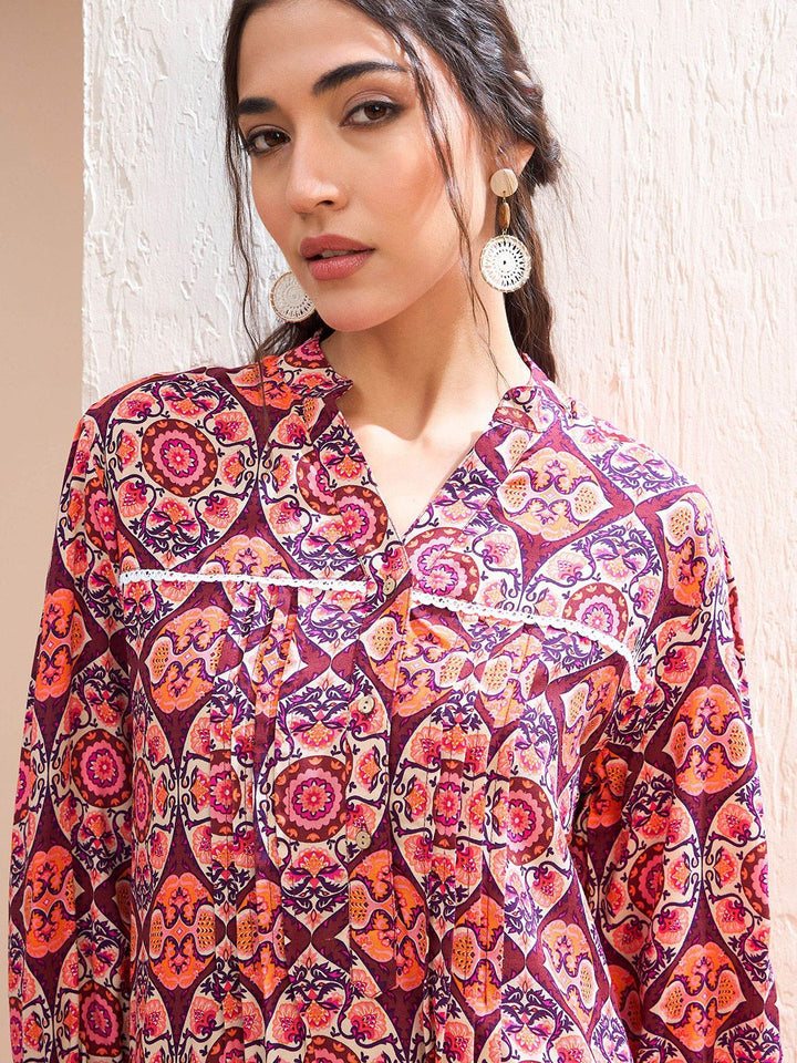 Shae by SASSAFRAS Floral Printed Pleated Kurti