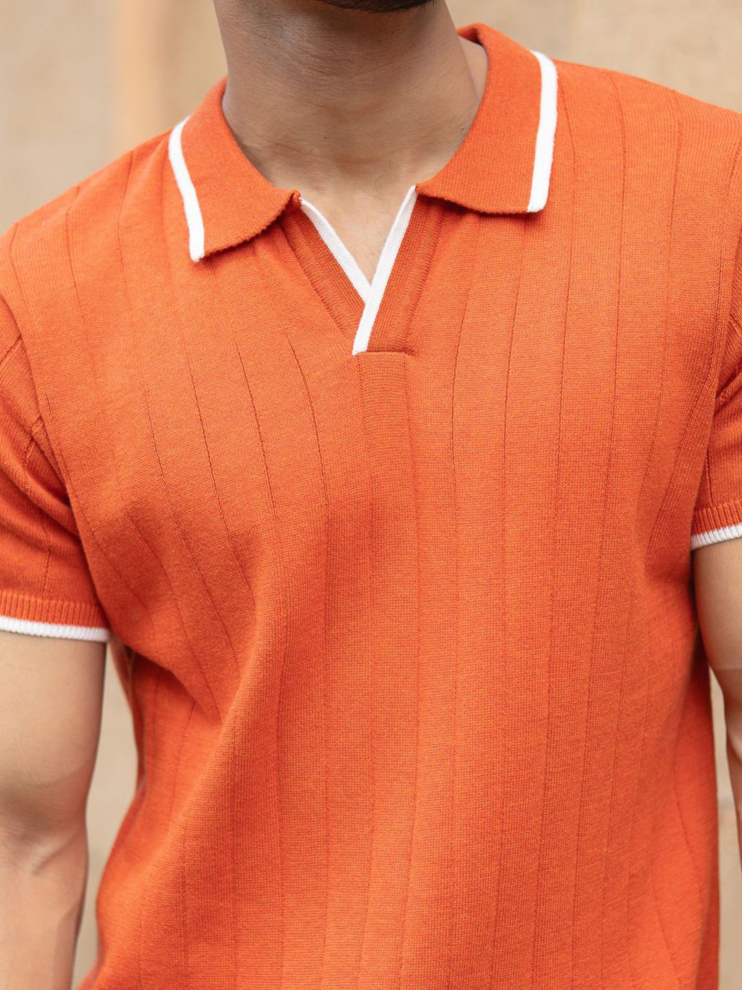 Powerlook Men Self Design Polo Collar Pure Cotton Slim Fit T-shirt