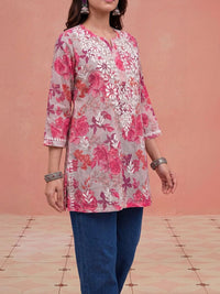 Rumah Wanita Chikankari Floral Printed Chikankari Floral Kurta