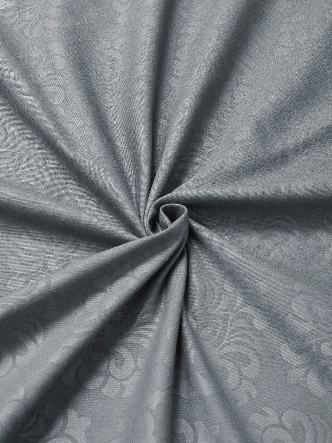 KLOTTHE Grey Embossed Fitted 300 TC King Bedsheet With 2 Pillow Covers- 2.5 m x 2.25 m